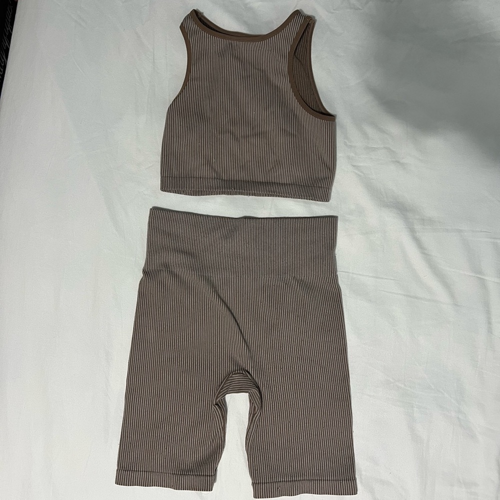 Cotton Candy Brown Ribbed Set